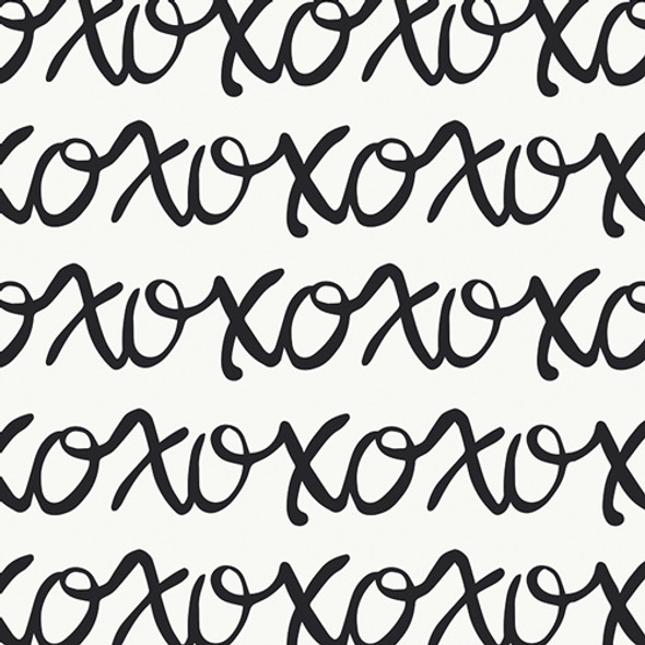 XOXO Black and white quilt cotton fabric, QTR YD