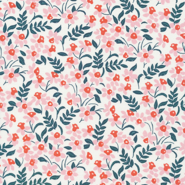 Pink Red small floral organic cotton fabrics design