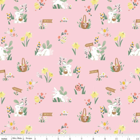 Easter powder pink cotton fabrics design