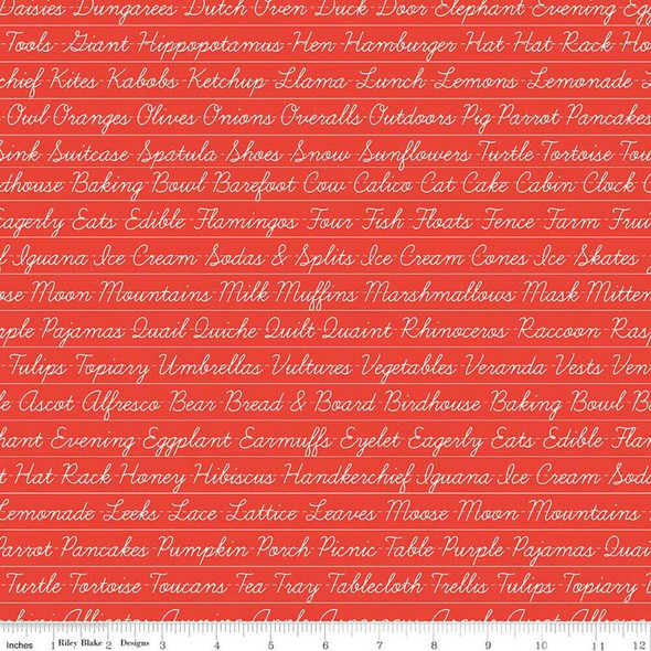 Red Words Hungry Animal Alphabet fabrics design