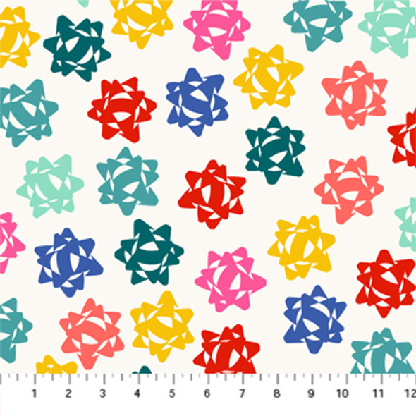 White colorful Christmas bows - FIGO Fabrics Peppermint quilt cotton White colorful Christmas bows - FIGO Fabrics Peppermint quilt cotton