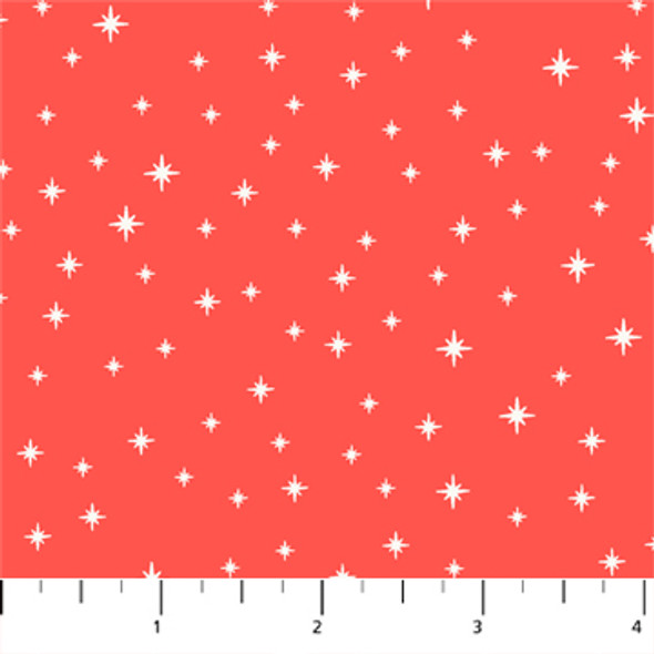 Coral stars cotton holiday fabric - Peppermint FIGO Fabrics