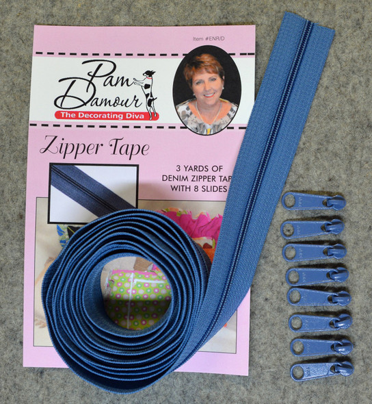 Denim blue Reversible Coil Zipper Tape 3 yards Decorating Diva