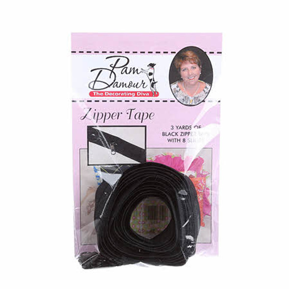 Black Reversible Coil Zipper Tape 3 yards Decorating Diva