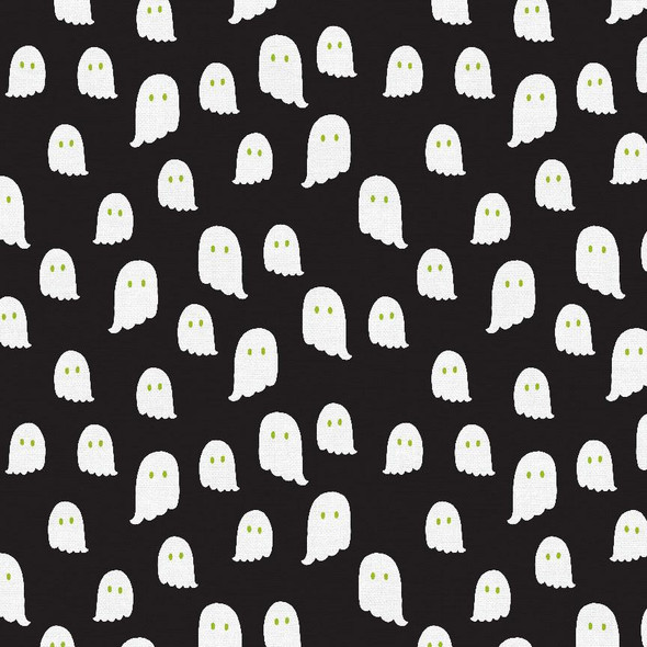 Black White Ghost fabric - PBS Fabrics Halloween Night cotton fabric QTR YD