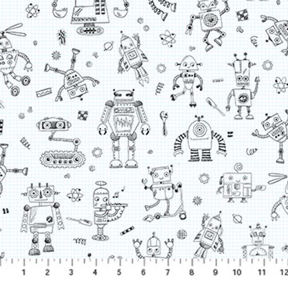 Kids Robot cotton fabric - Northcott Fabrics quilting cotton QTR YD