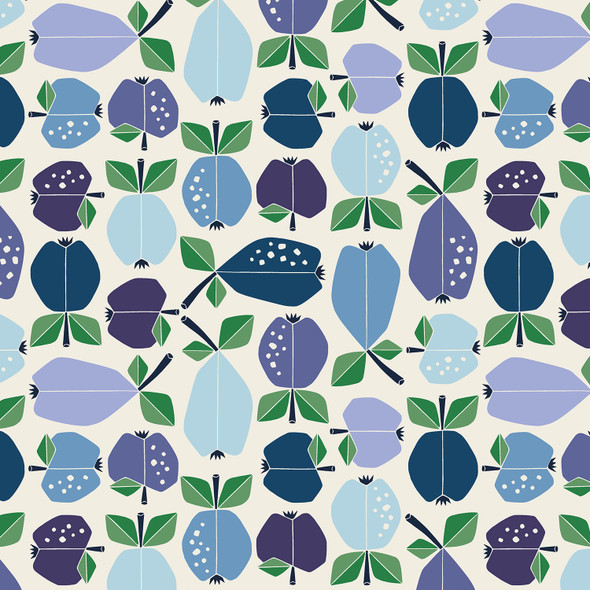 Blue Azure Apple Orchard quilt cotton fabric Under the Apple Tree QTR YD