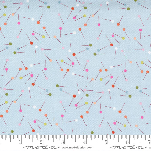 Breeze Light Blue colorful sewing pins Make Time Moda Fabrics quilt cotton