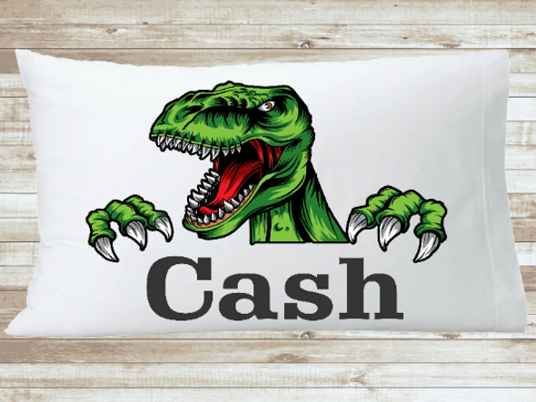 Boys Dinosaur Pillowcase, Personalized T-Rex Pillow Case, Jurassic Park Pillow Design, Custom Birthday Boy Gift