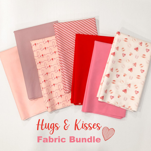Hugs & Kisses Valentine 7 piece Fabric Bundle quilt cotton - AGF Moda Fabrics
