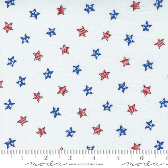 Patriotic Stars fabric daisy white 4th of July sewing fabric - Moda Fabrics cotton QTR YD