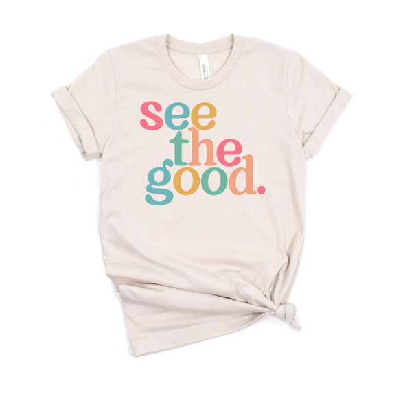 See the Good tee heather dust Bella Canvas short sleeve