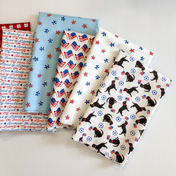 All American Patriotic USA 8 piece Fabric Bundle quilt cotton - Moda Fabrics fabric bundle