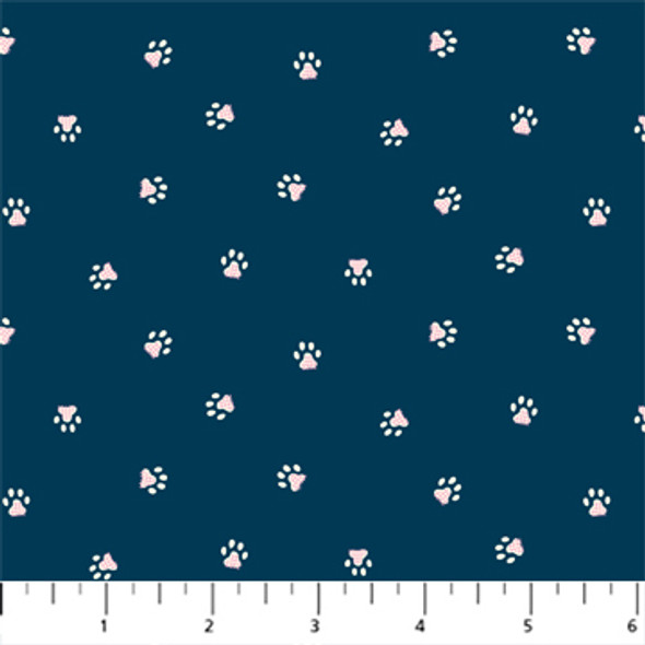 Navy paw print dog fabric - Best Friend FIGO Fabrics QTR YD