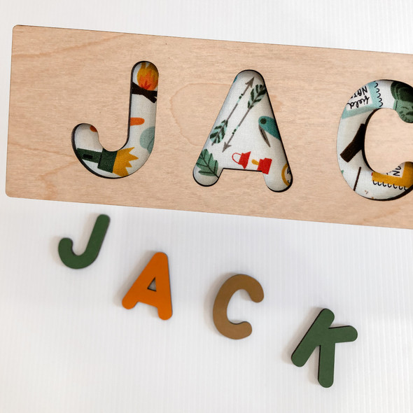 Camping Gear Wood Name Puzzle for Toddlers Babies - Custom Wooden Puzzle