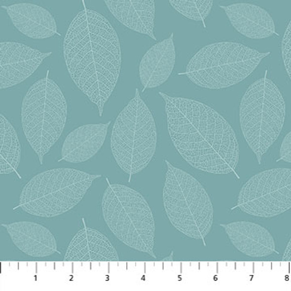 Sky Blue Small Leaves quilting cotton fabric - Northcott Fabrics sold by the quarter yard