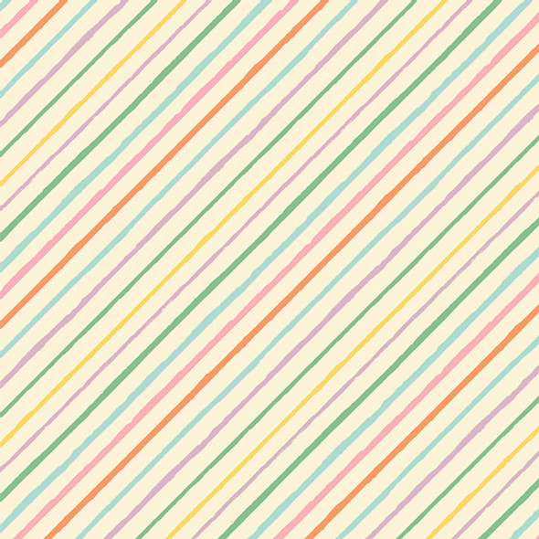 Pastel Rainbow Stripe quilting cotton fabric - AGF Rainbow Chords cotton Sold By The Quarter Yard