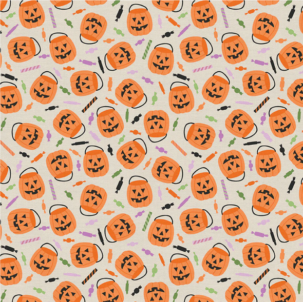 Pumpkin Candy Buckets - Candy Haul Halloween cotton fabric - PBS Fabrics Sold by the Quarter Yard