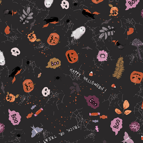 Halloween Black cotton fabric Deliciously Haunted Art Gallery Fabrics quilting cotton fabri