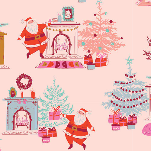 Down the Chimney Christmas cotton fabric - AGF Christmas in Color Sold by the Quarter Yard