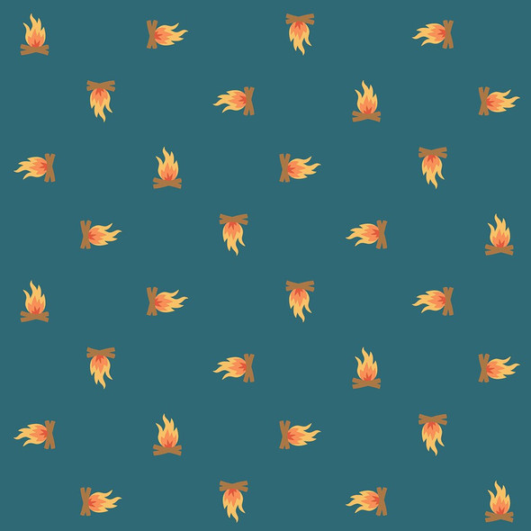 Campfire navy camping fabrics design