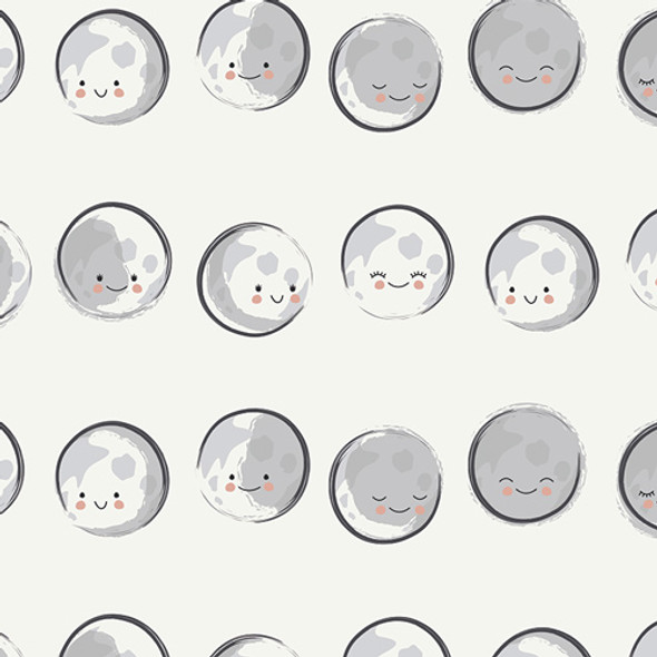 Happy moons, Art Gallery Stargazer white black moons quilting cotton, QTR YD Happy moons, Art Gallery Stargazer white black moons quilting cotton, QTR YD