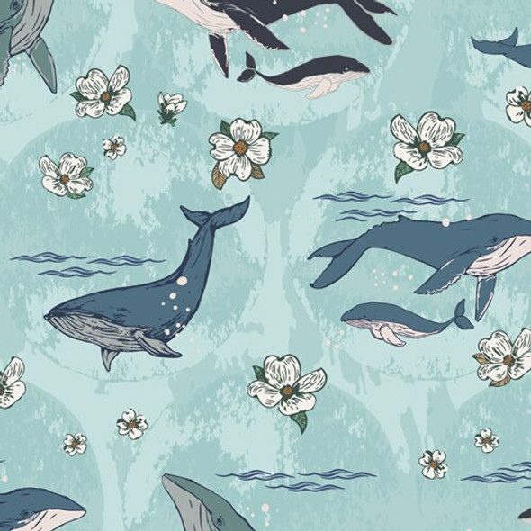 Whale floral Underwater Enchant Solar fabrics design