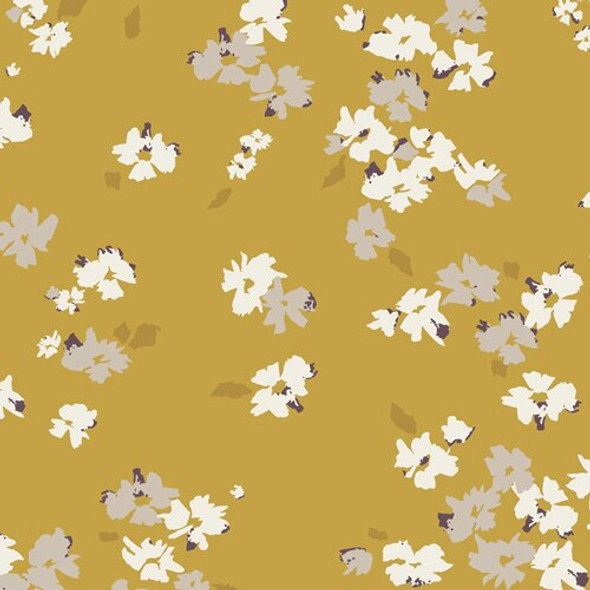 Gold yellow white floral fabrics design