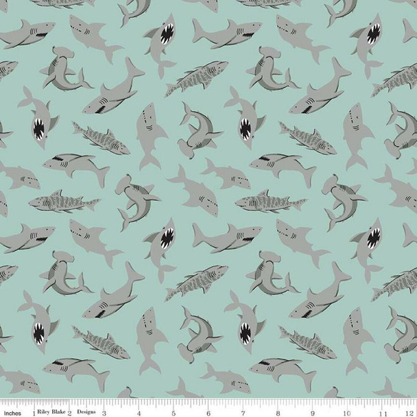 Sharks Blue cotton fabrics design