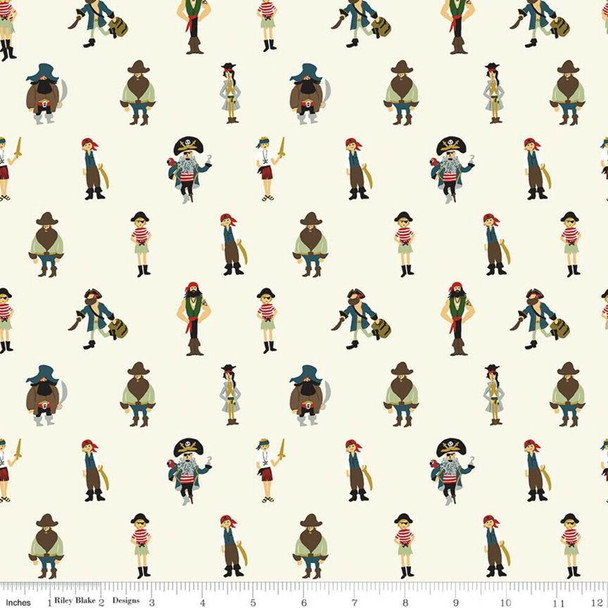 Pirates Cream cotton fabrics design