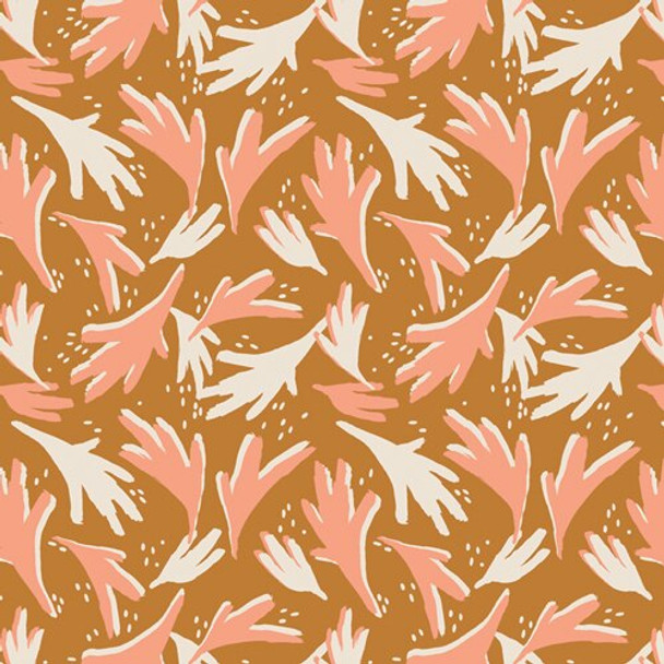 Orange pink leaves fabrics design