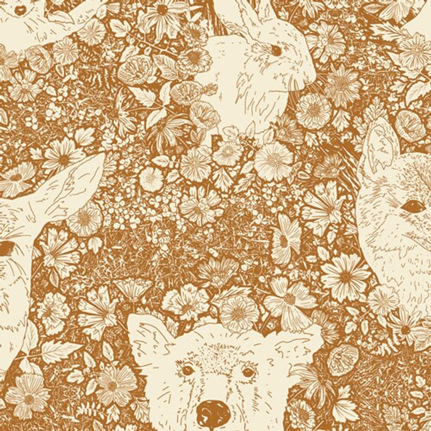 Bear Deer forest animal orange fabrics design