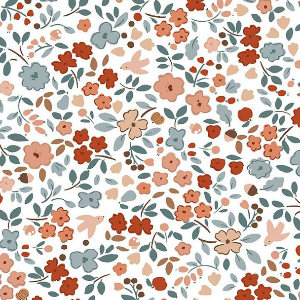 Autumn Floral cotton fabric - Dear Stella Country Mouse cotton fabric - 1/4 Yd
