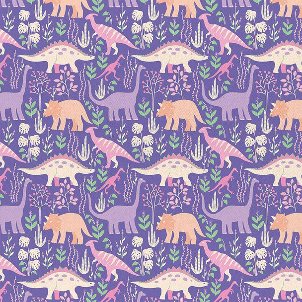 Purple Dinosaur cotton fabrics design