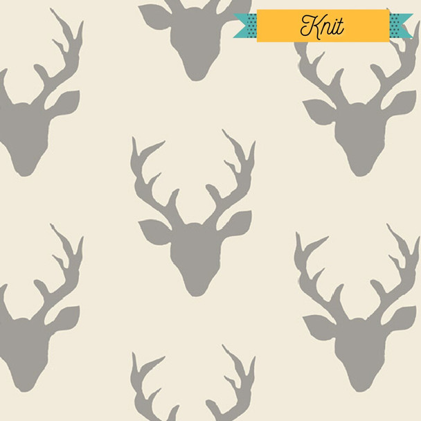 Deer silhouette KNIT Buck Forest Silver fabrics design