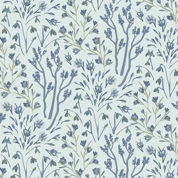 Blue Winter Frost floral fabrics design