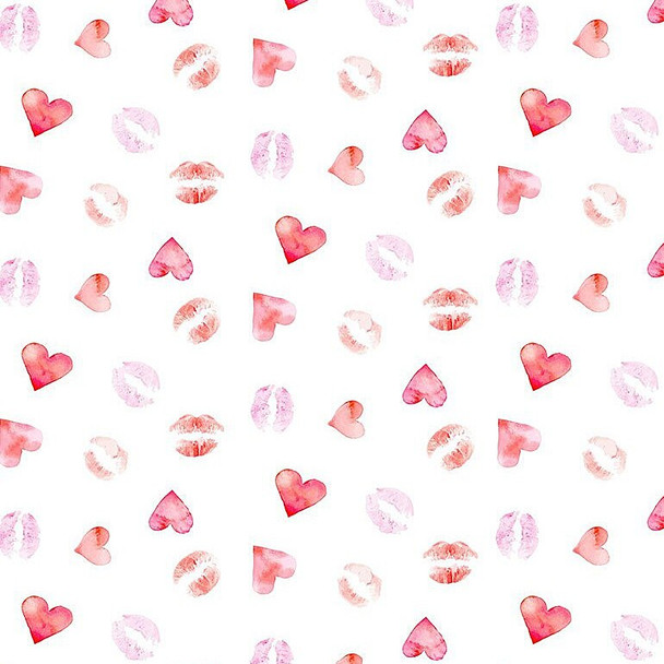 Lipstick Kisses Love cotton Fabrics design