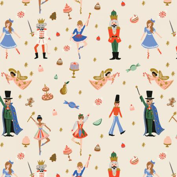 Cream Land of Sweets Christmas Toys fabric - Rifle Paper Holiday Classics