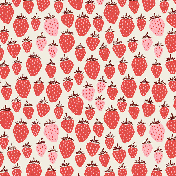 Pink Berry Strawberries fabric Cotton + Steel Under the Apple Tree Queen of Berries
