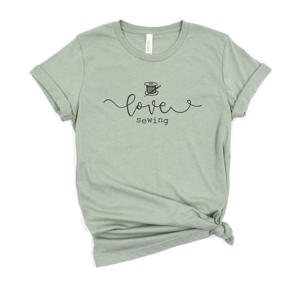 Love Sewing short sleeve tee Bella Canvas Sage