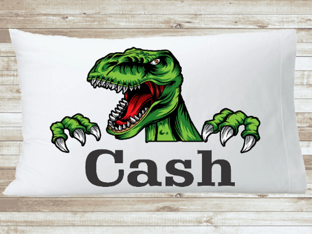 Boys Dinosaur Pillowcase, Personalized T-Rex Pillow Case, Jurassic Park Pillow Design, Custom Birthday Boy Gift