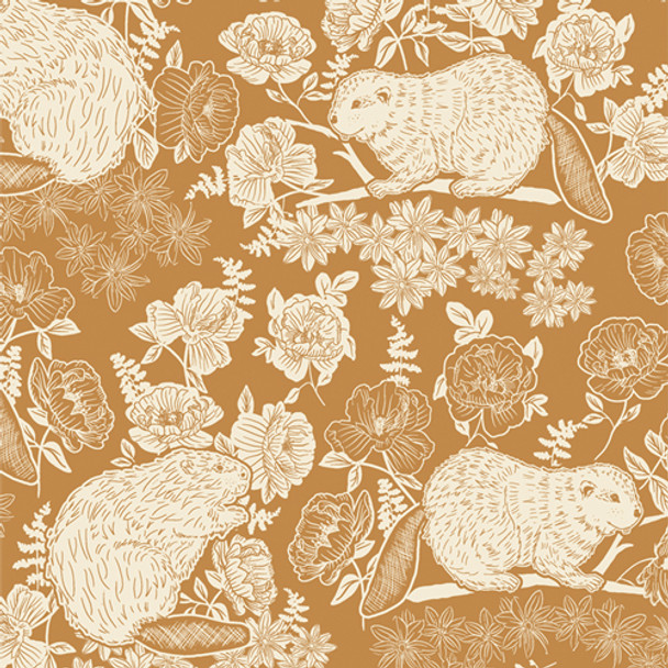  Beaver & Bloom Bramble, Yellow Floral Beaver Cotton, Art Gallery