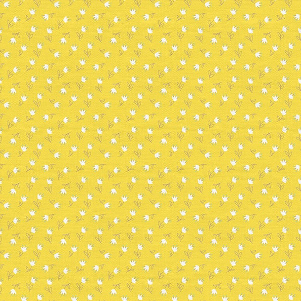 Yellow spring tulips fabric - Paintbrush Studio Fabrics Bunny Trail QTR YD