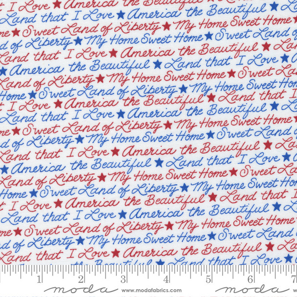Red White Blue wording fabric - All American Moda Fabrics quilting cotton QTR YD 