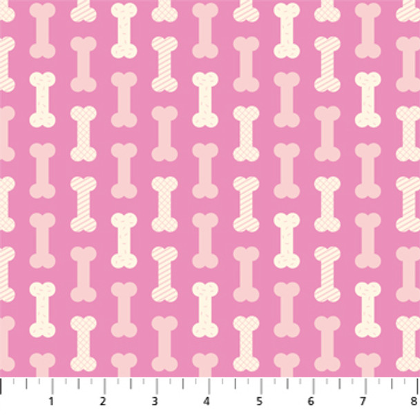 Pink Dog Bones quilt cotton fabric - FIGO Fabrics Best Friend