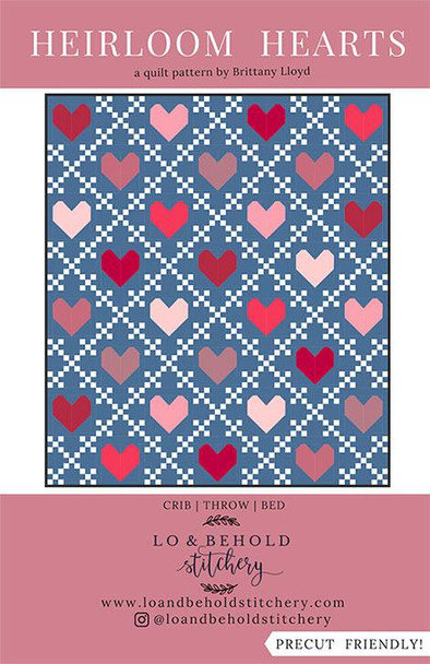 Heirloom Hearts quilt pattern - Lo & Behold Stitchery heart quilt pattern