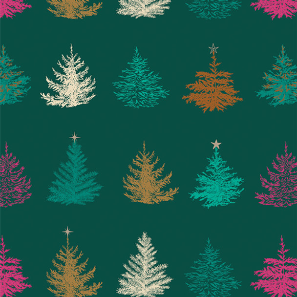 Green Christmastime Glow Metallic - AGF Christmas in the City quilting cotton fabric QTR YD
