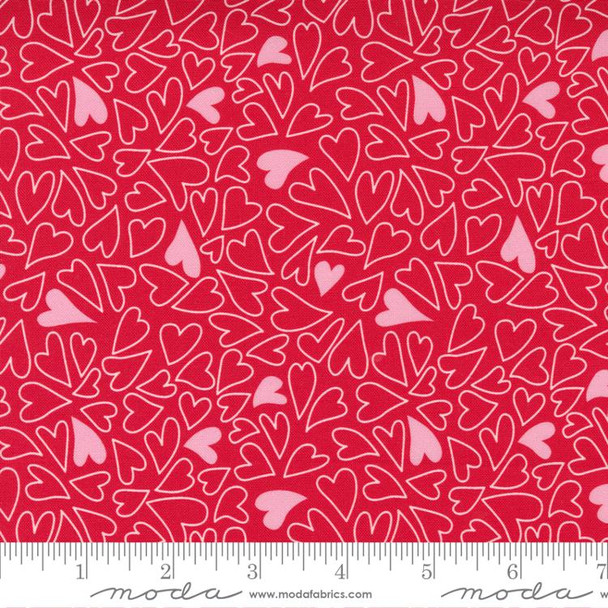 Love Swirls Basic Novelty Hearts red - Moda Fabrics quilt cotton QTR YD