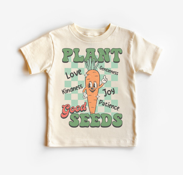 Plant Good Seeds Love Joy Kindness - Kids Spring shirt - Bella Canvas heather dust