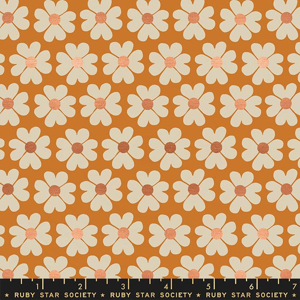 Retro Rusty Copper flower fabric - Unruly Nature Caramel Ruby Star Society cotton 